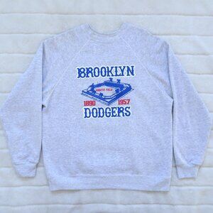 Vintage Tultex Men's Sweatshirt Brooklyn Dodgers Gray XL Ebbets Field Made USA
